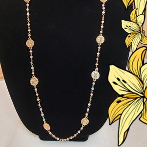 Velvet-Gold Tone Necklace with beads